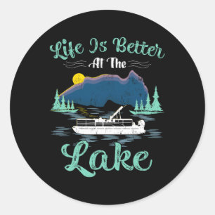 Life Is Better At The Lake Summer Vacation Boating Classic Round Sticker