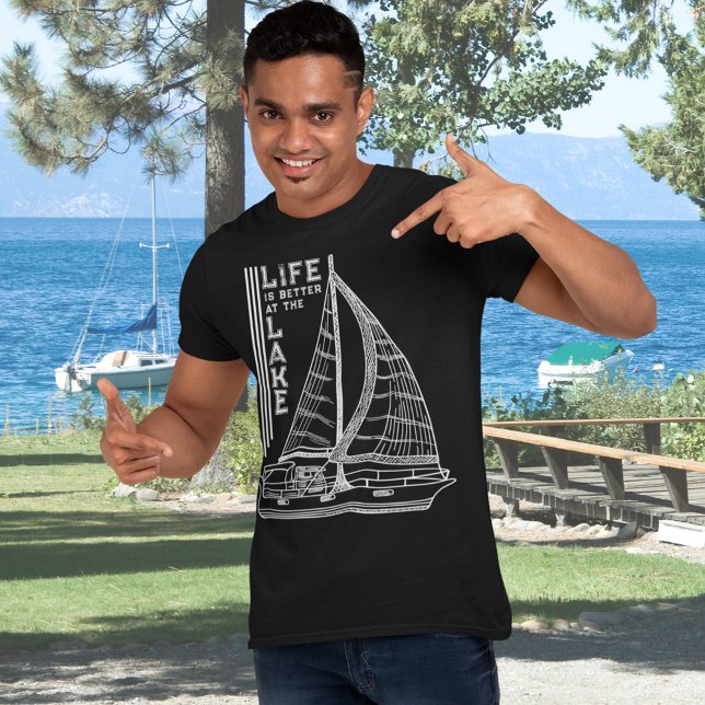 Life is Better at the Lake White Typography T-Shirt (Creator Uploaded)