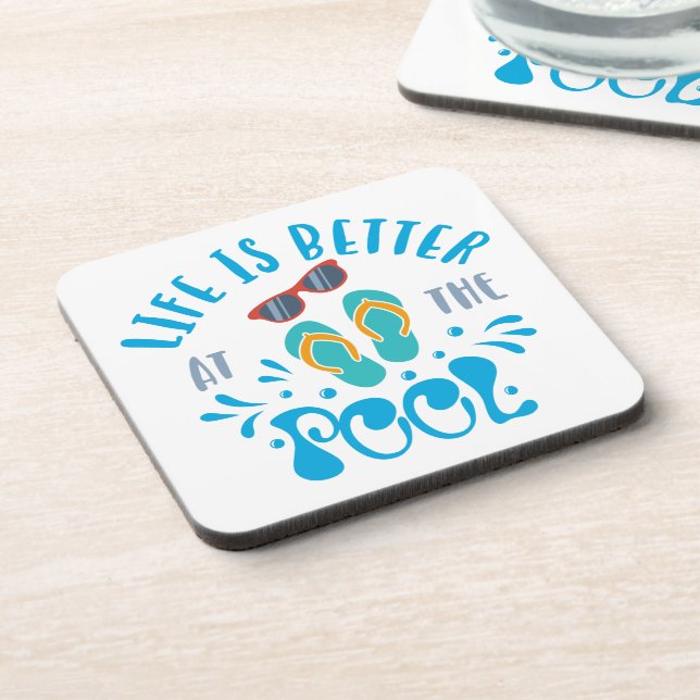 Life Is Better At The Pool Nice Summer Design Coaster (Left Side)