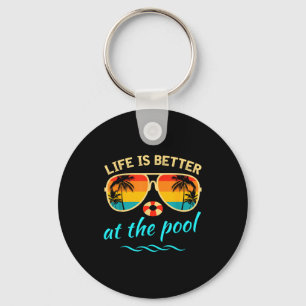 Life is better at the pool summer vacation summer key ring