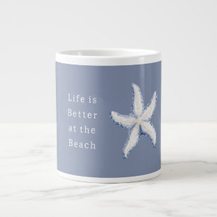 Life is Better Beach Blue White Starfish Large Coffee Mug