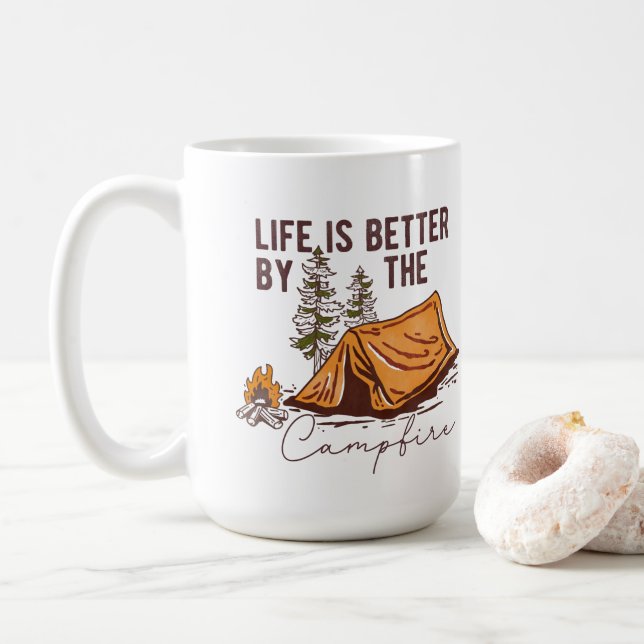 Life is Better by the Campfire Coffee Mug (With Donut)