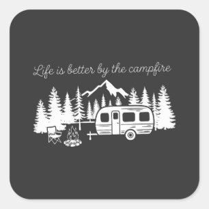 Life Is Better By The Campfire Shirt Vintage Square Sticker