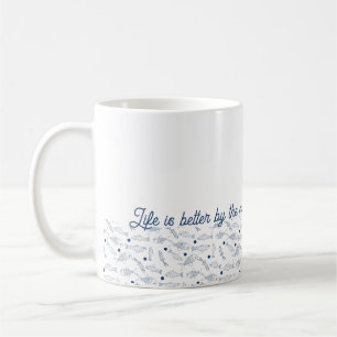Life Is Better By The Sea Coastal Fish Pattern Coffee Mug