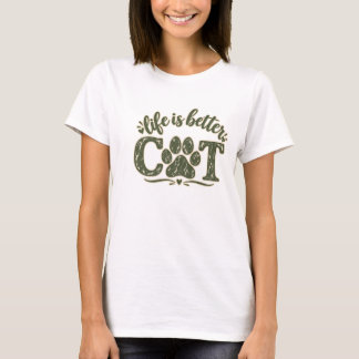 Life Is Better Cat Vintage T-Shirt