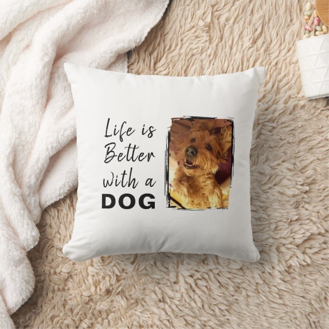 Life is better dog 2 photo name white black cushion (Blanket)