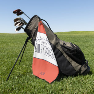 Life is Better Golf Course Quote Orange White Pro Towel