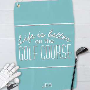 Life Is Better Golf Course Teal Monogram Towel