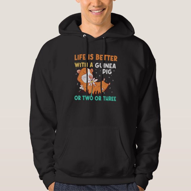 Life Is Better Guineas Wheek Cavy Kids Guinea Pig  Hoodie (Front)