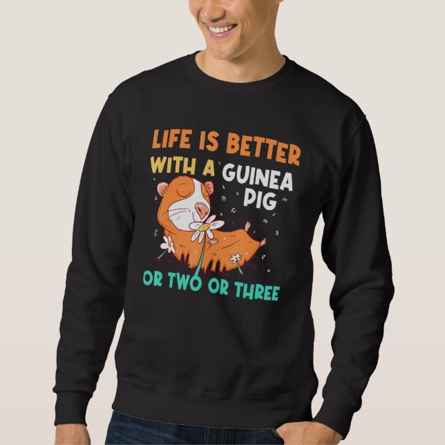 Life Is Better Guineas Wheek Cavy Kids Guinea Pig  Sweatshirt (Front)