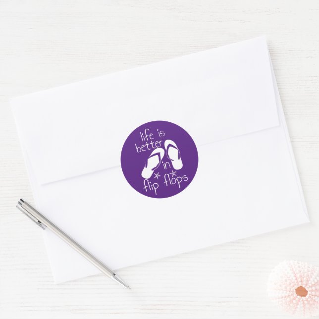 Life Is Better In Flip Flops  Classic Round Sticker (Envelope)