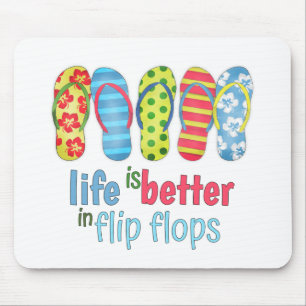 Life is Better in Flip Flops Colourful Cute  Mouse Pad