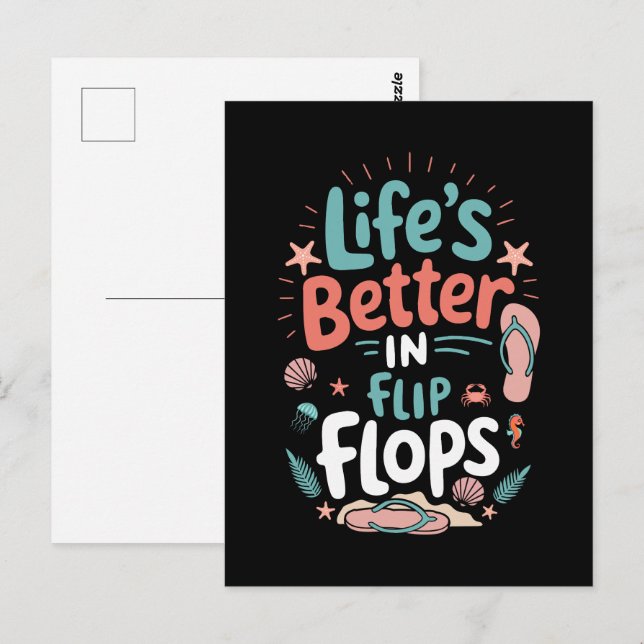 Life is Better in Flip-Flops – Fun Tropical Beach Postcard (Front/Back)