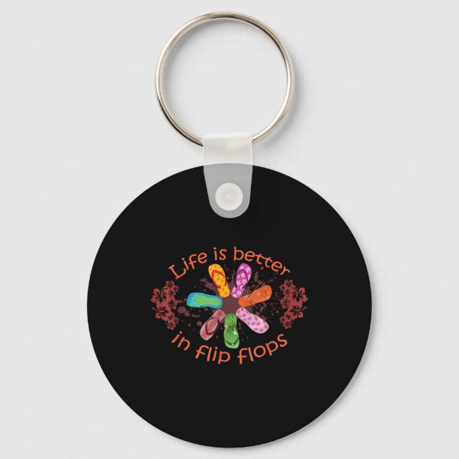 Life Is Better In Flip Flops Girl Beach Gifts Sand Key Ring (Front)