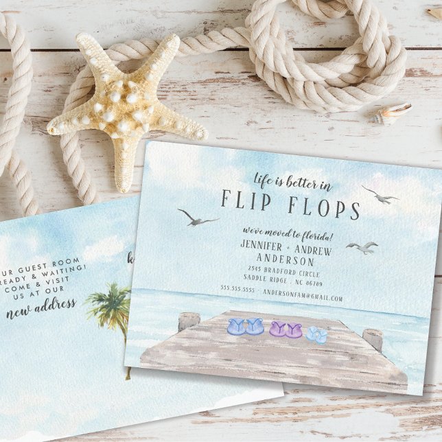 Life Is Better In Flip Flops Moving Announcement Postcard (Creator Uploaded)