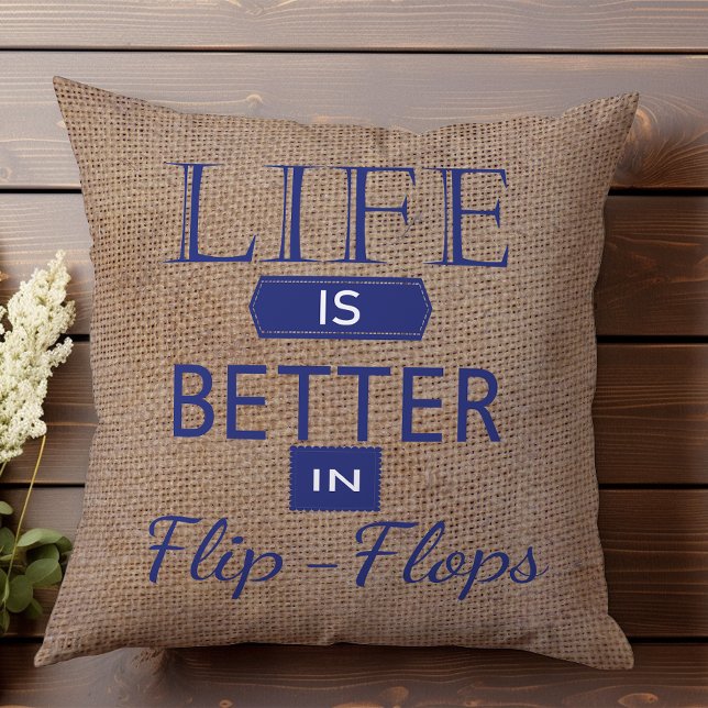 Life is better in flip flops nautical beach summer cushion (Creator Uploaded)