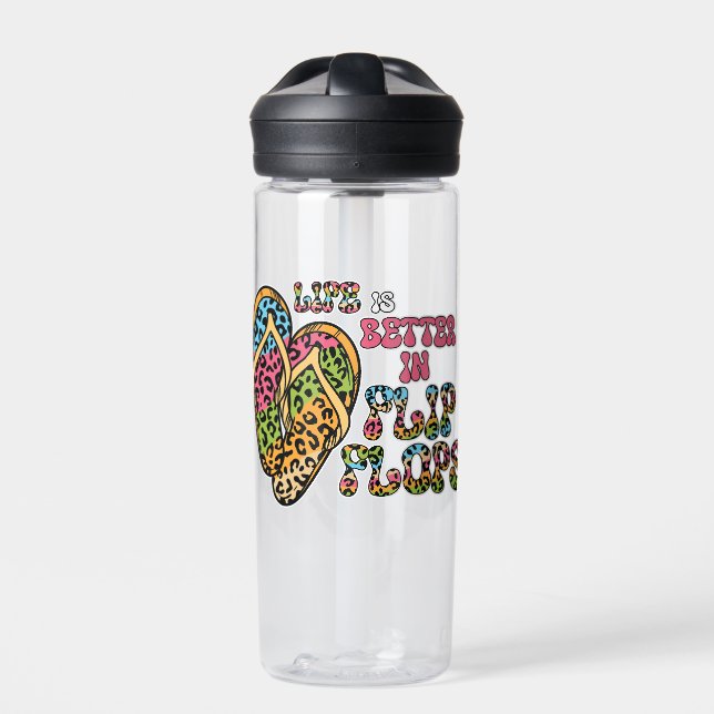 Life is Better in Flip Flops- Summer Vibes Water Bottle (Front)