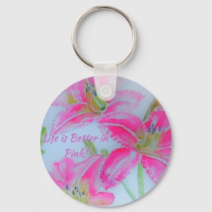 Life is Better In Pink Pretty Girls Gift Key Ring