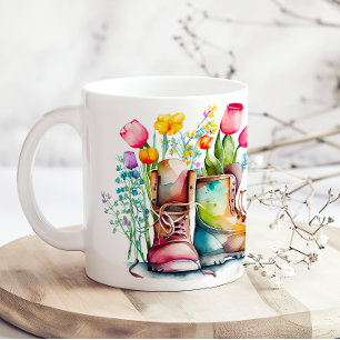 Life Is Better In The Garden Floral Boots Coffee Mug