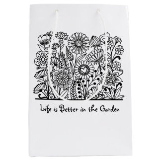 Life is Better in the Garden Floral Print Medium Gift Bag