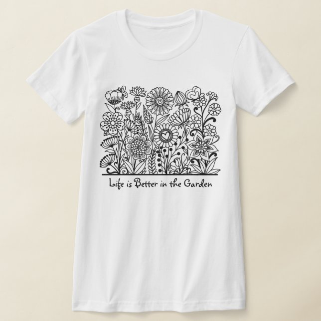 Life is Better in the Garden Floral Print T-Shirt (Laydown)