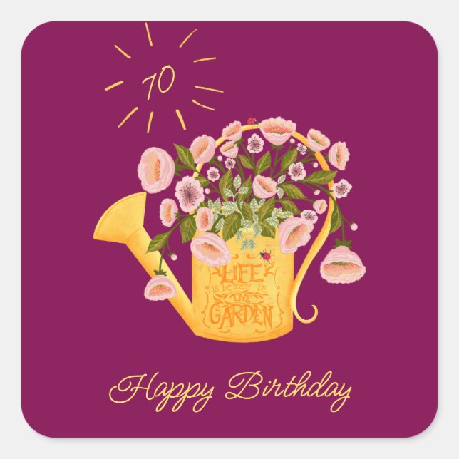 Life is better in the garden personalise card   square sticker (Front)