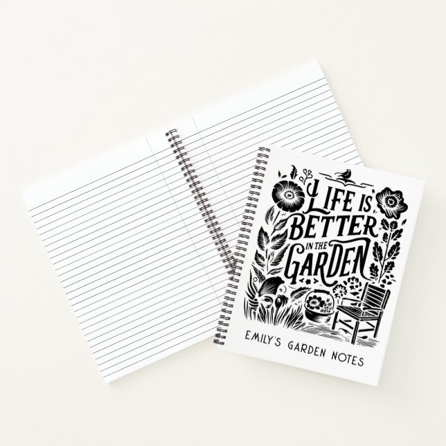 Life Is Better In The Garden Personalised Garden Notebook (Inside)