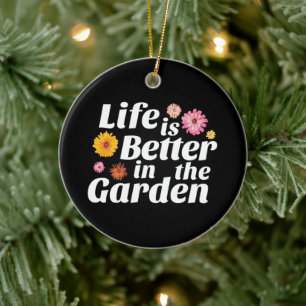 Life is Better in the Garden - Zinnia Flower Ceramic Ornament