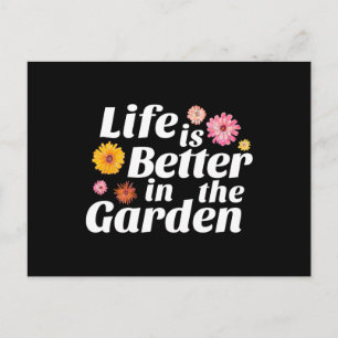 Life is Better in the Garden - Zinnia Flower Postcard