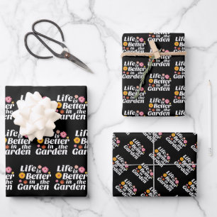 Life is Better in the Garden - Zinnia Flower Wrapping Paper Sheet