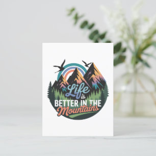 Life Is Better in the Mountains - Nature Adventure Postcard