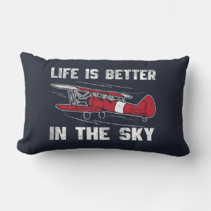 Life is Better in the Skies Aeroplane Pilot Lumbar Cushion