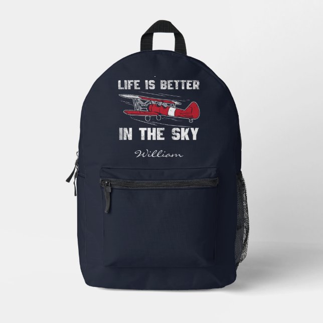 Life is Better in the Skies Pilot Printed Backpack (Front)