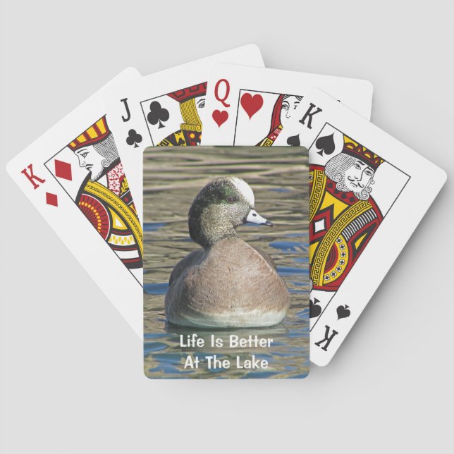 Life Is Better Lake American Wigeon Wild Bird Playing Cards (Back)