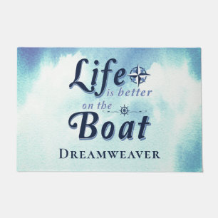Life Is Better Nautical Blue Boat Welcome Doormat