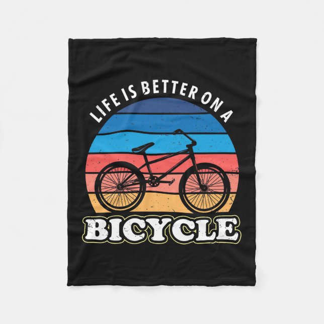 Life Is Better On A Bicycle Fleece Blanket (Front)