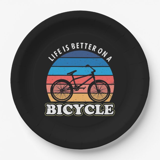 Life Is Better On A Bicycle Paper Plate (Front)