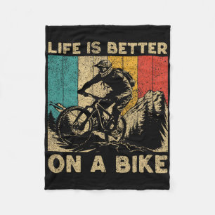 Life Is Better On A Bike Bicycle Riding Cyclist Fleece Blanket