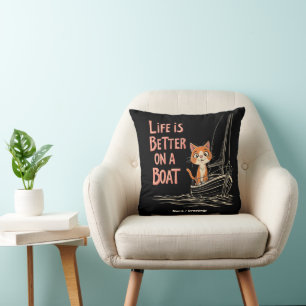 Life is Better on a Boat Katamaran Segeln Design Cushion