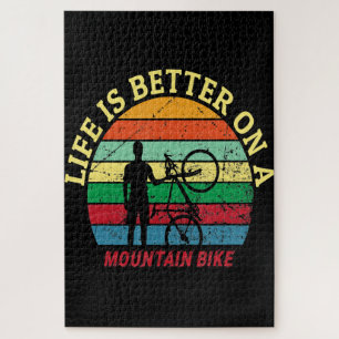 Life Is Better On A Mountain Bike Vintage Retro Jigsaw Puzzle