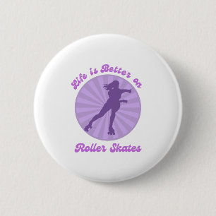 Life is Better on Roller Skates Purple Sunset 6 Cm Round Badge