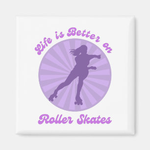 Life is Better on Roller Skates Purple Sunset Magnet