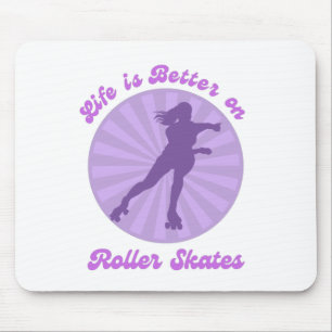Life is Better on Roller Skates Purple Sunset Mouse Pad