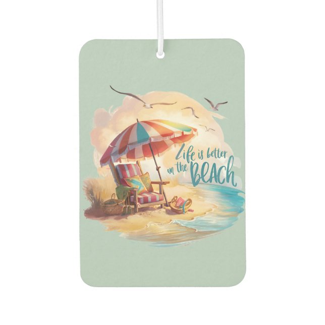 Life Is Better on the Beach Coastal Aesthetic Car Air Freshener (Front)
