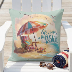 Life Is Better on the Beach Coastal Aesthetic Cushion