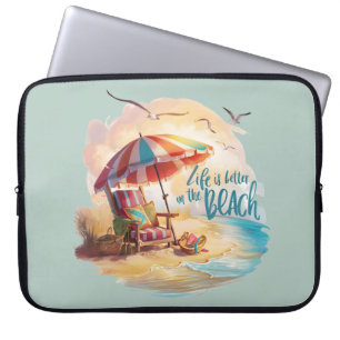 Life Is Better on the Beach Coastal Aesthetic Laptop Sleeve