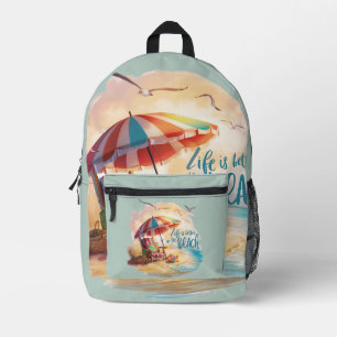 Life Is Better on the Beach Coastal Aesthetic Printed Backpack
