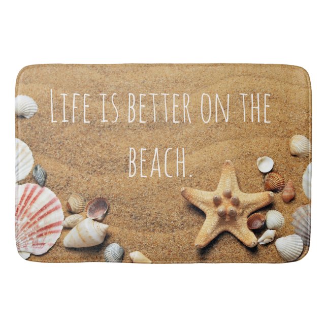 Life is Better On the beach Fun Nautical inspired Bath Mat (Front)