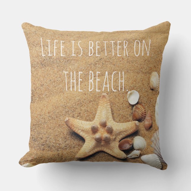 Life is Better On the beach Fun Nautical inspired Outdoor Cushion (Front)