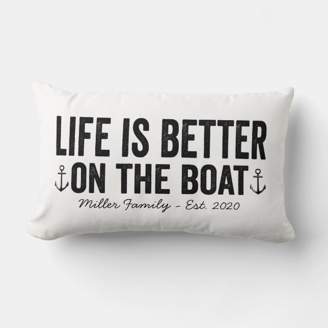 Life is Better On the Boat Family Name Pillow (Front)